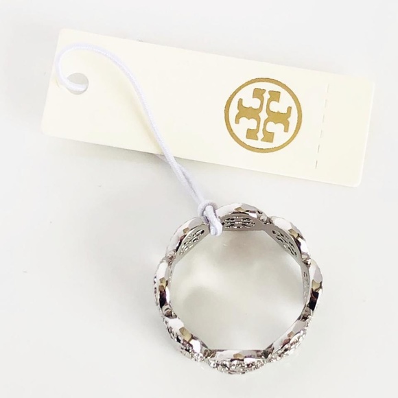 NWT Tory Burch Miller Swarovski Crystal Pave Ring in Silver Retail $215 - Picture 5 of 6